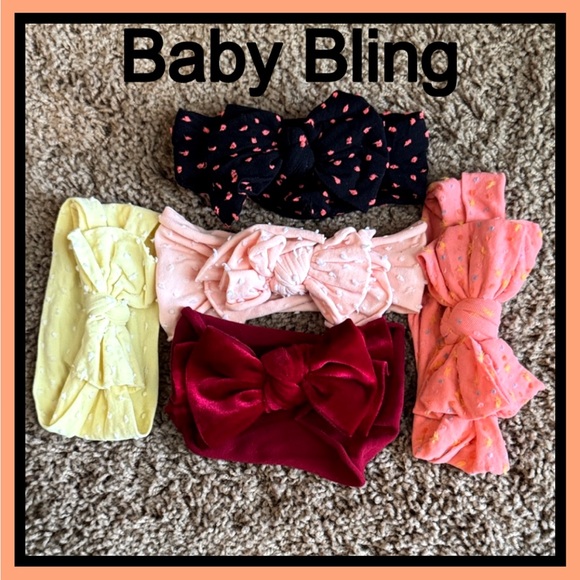 BABY BLING Colorful Kids Bow Headband Set 5 - Picture 1 of 9